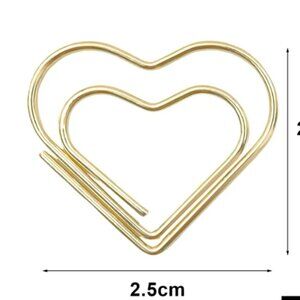 Big Gold Heart Shaped Paper Clips